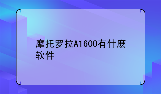 摩托罗拉A1600有什麽软件