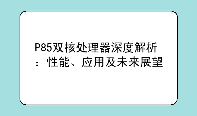 P85双核处理器深度解析：性能、应用及未来展望