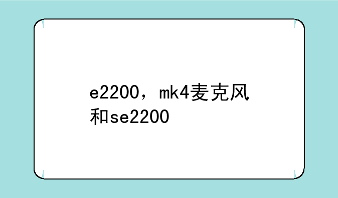 e2200，mk4麦克风和se2200