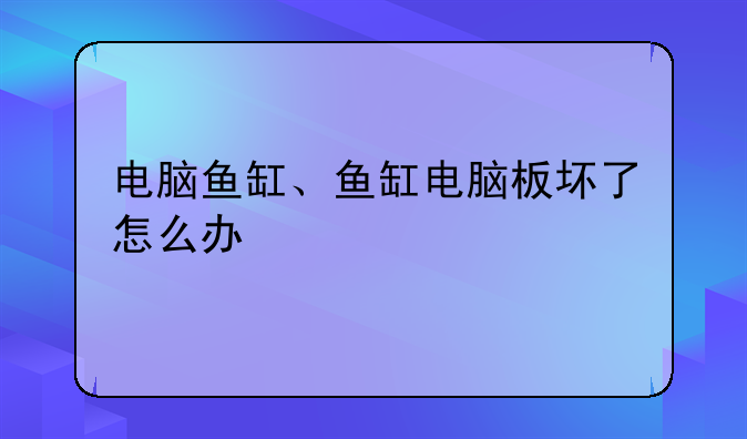 电脑鱼缸、鱼缸电脑板坏了怎么办