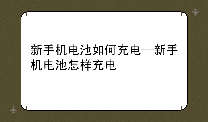 新手机电池如何充电—新手机电池怎样充电