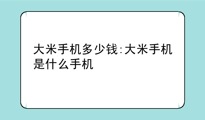 大米手机多少钱:大米手机是什么手机