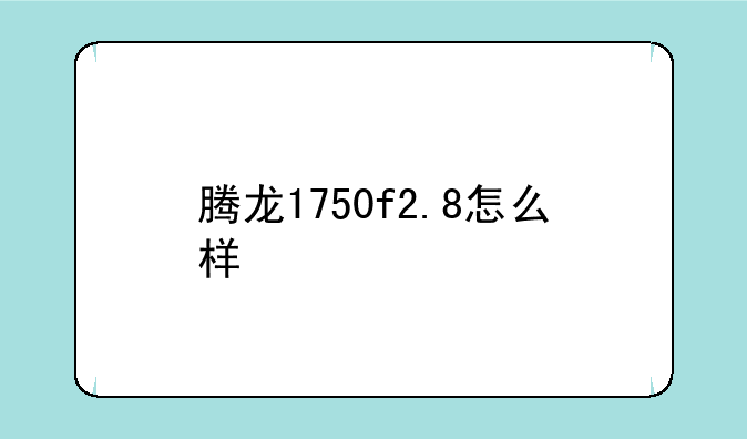 腾龙1750f2.8怎么样