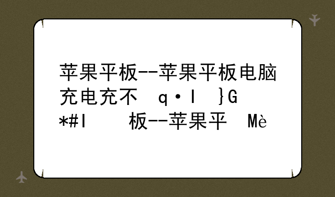 苹果平板--苹果平板电脑充电充不进去怎么办