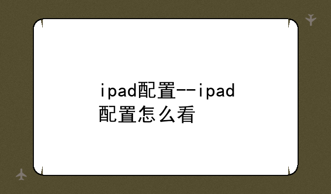 ipad配置--ipad配置怎么看
