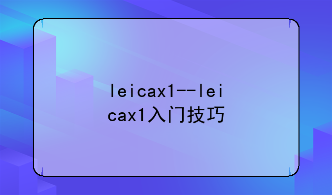 leicax1--leicax1入门技巧